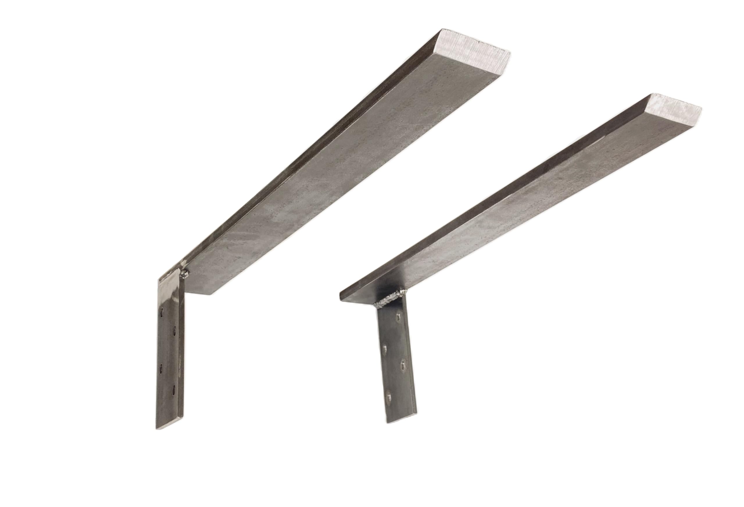 Hidden Side Metal Bracket Flat Granite, Floating Shelf Marble, Quartz, Concrete Sink (Raw Steel, Unpainted, 400 mm)