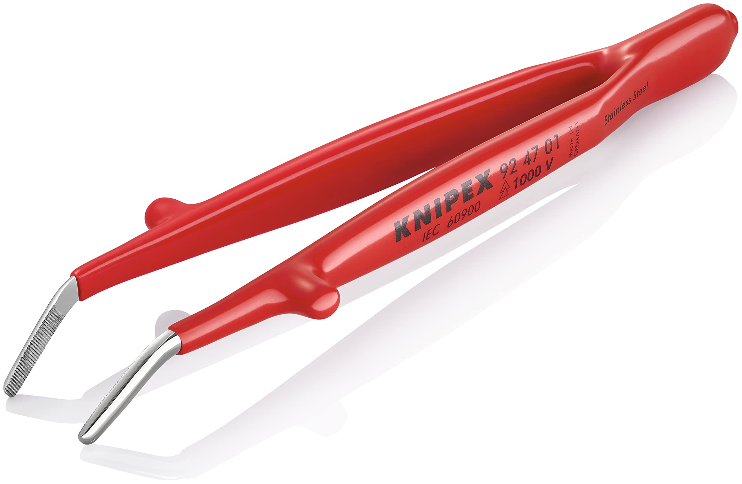 KNIPEX Tools 92 47 01 Stainless Steel Gripping-30°Angled Tweezers-1000V Insulated, 5-1/2", Red - Image 4