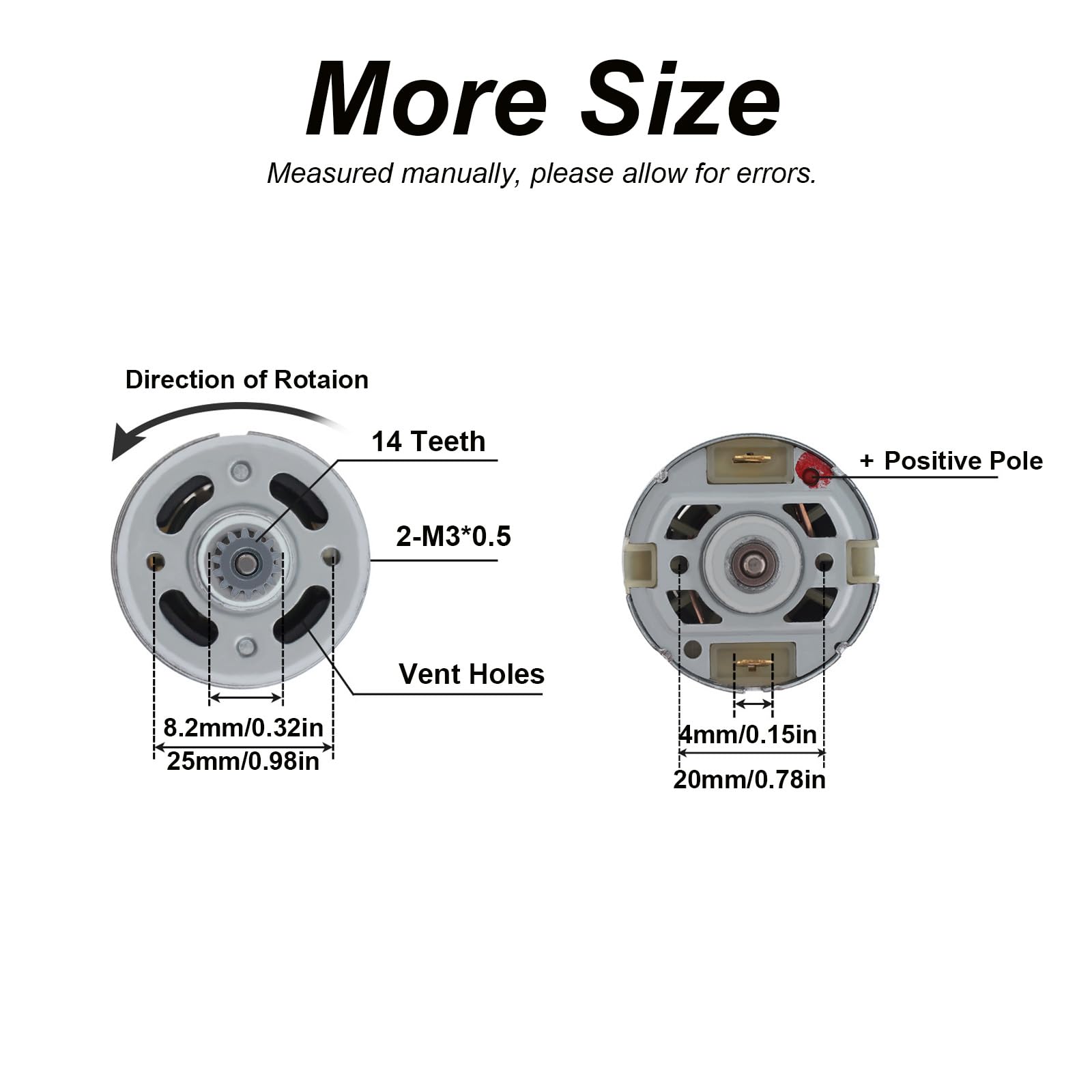 RS550 Gleichstrommotor 18V 14 Zähne - High Speed DC Motor mit Zahnrad - Ersatzmotor für Akkuschrauber, Bohrmaschine & Elektrowerkzeuge - DIY Reparatur