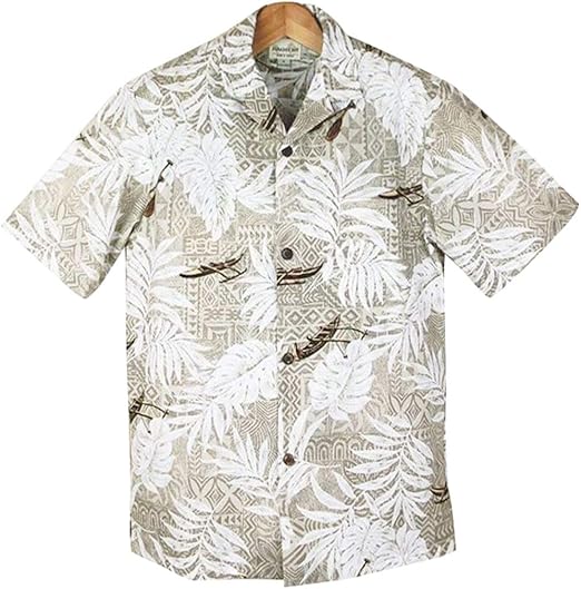 Amazon アロハシャツ メンズ Paradise Bay パラダイスベイ サンドブラウン トライバル柄リーフ ハワイ製 シャツ 通販