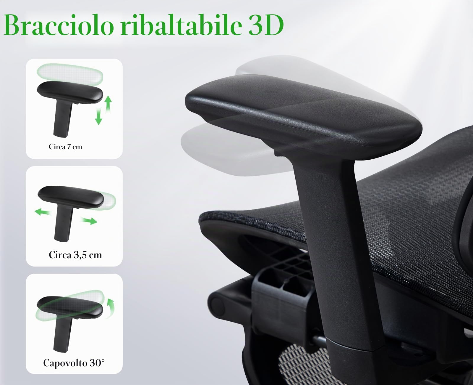 Sedia Ufficio con Supporto Lombare, Bracciolo Ribaltabile, Nero | Sedia Scrivania Ergonomica Poggiatesta, Sedia Gaming Traspirante e Regolabile per Casa