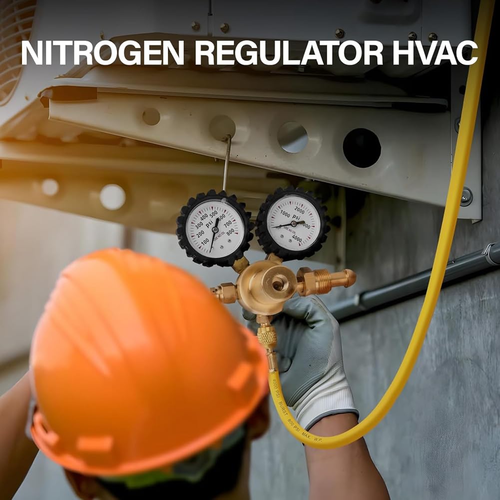 Regulator azotu z ciśnieniem dostawy 0-800 PSI, wąż CGA580 przyłącze wlotowe i męskie przyłącze wylotowe 1/4