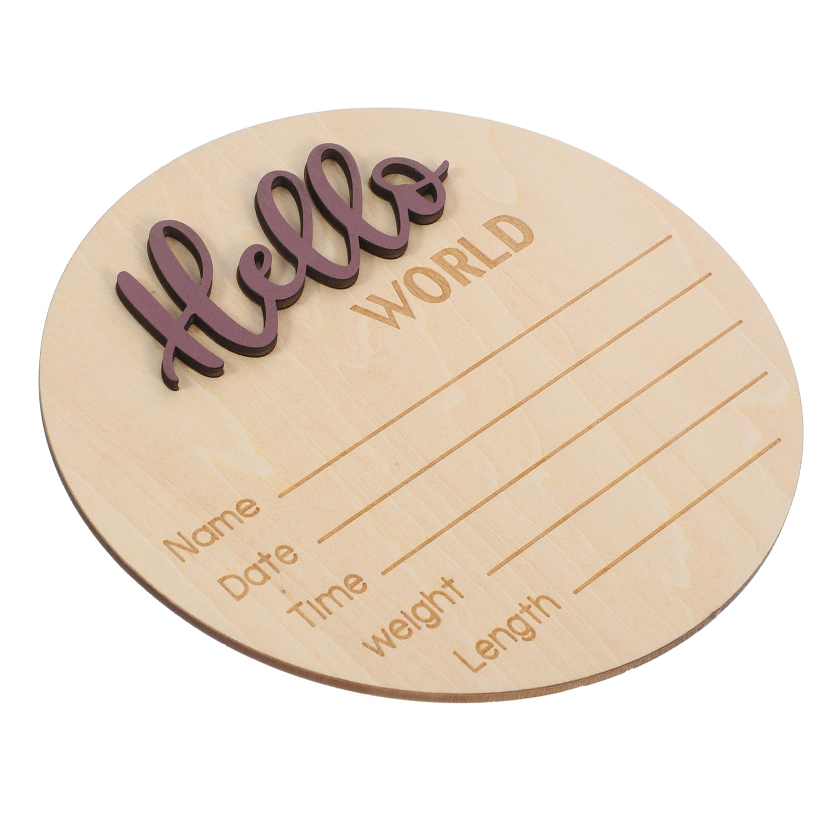 HEMOTON Wooden Baby Birth Announcement Sign Round Baby Name Sign for Newborn Photography Props