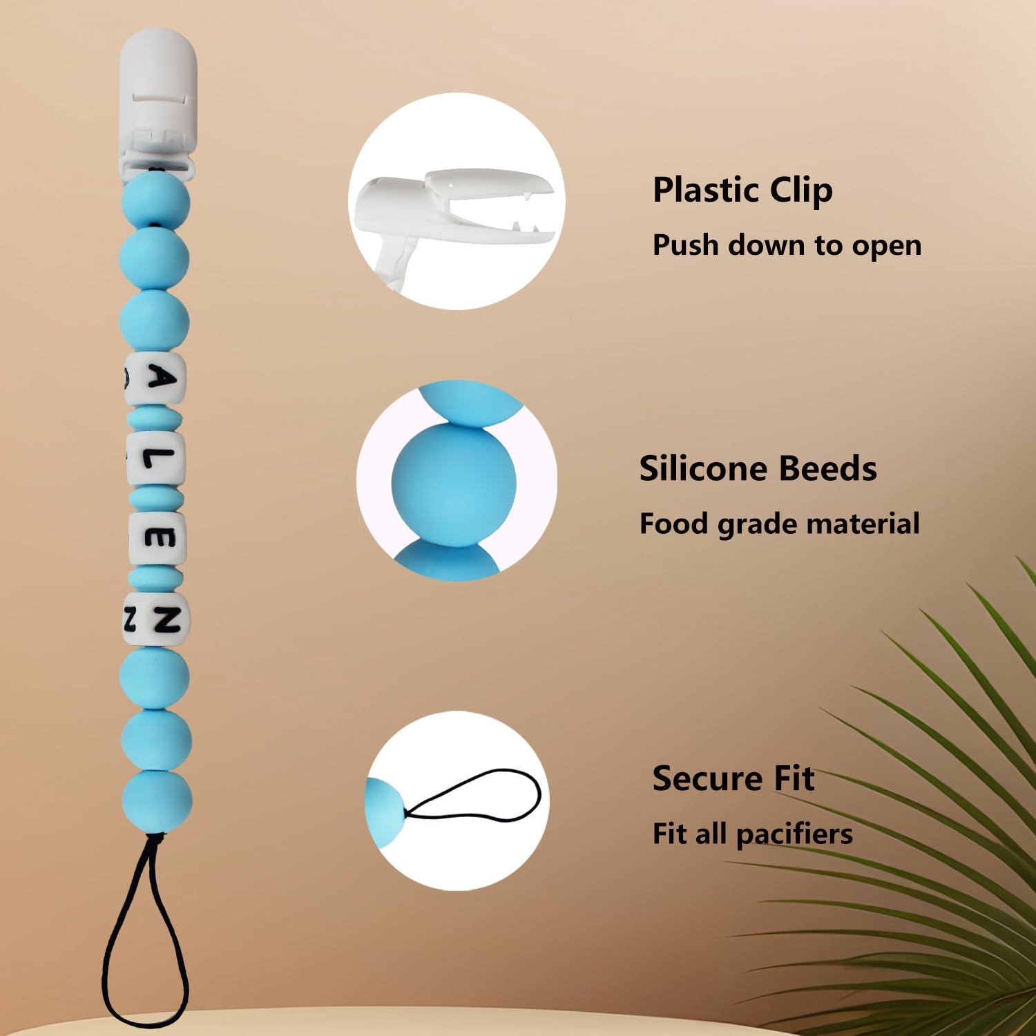 Personalized Stroller Clip with Name - Blue