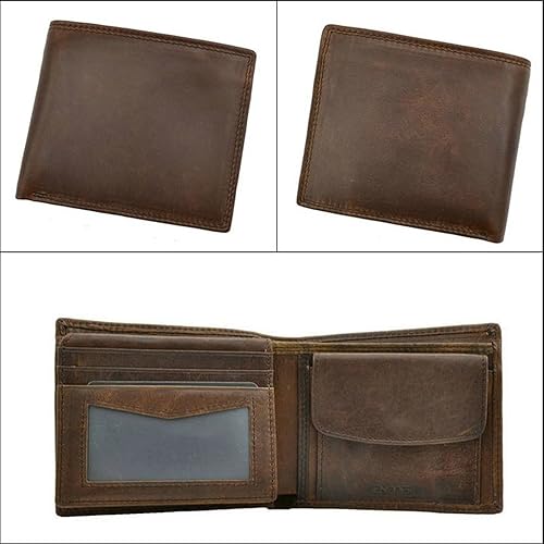 Miniatura 5 de ZAINJO Wallets For Men Cow Leather Men Wallets with Coin Pocket Vintage Male Purse Function Brown Genuine Leather Men Wallet with Card Holders