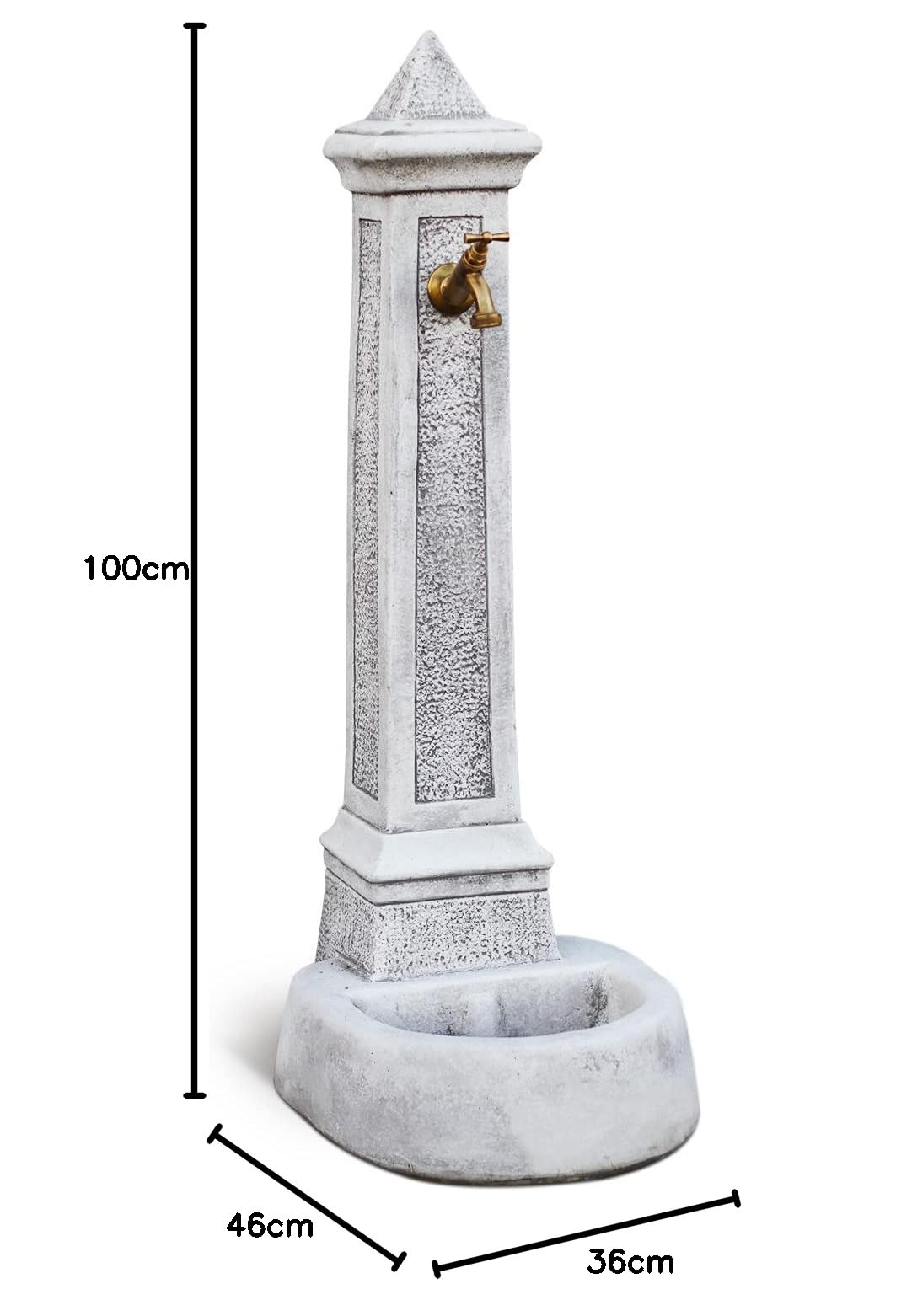 Fontana vedovella da giardino color grigio, 36x46x100 cm