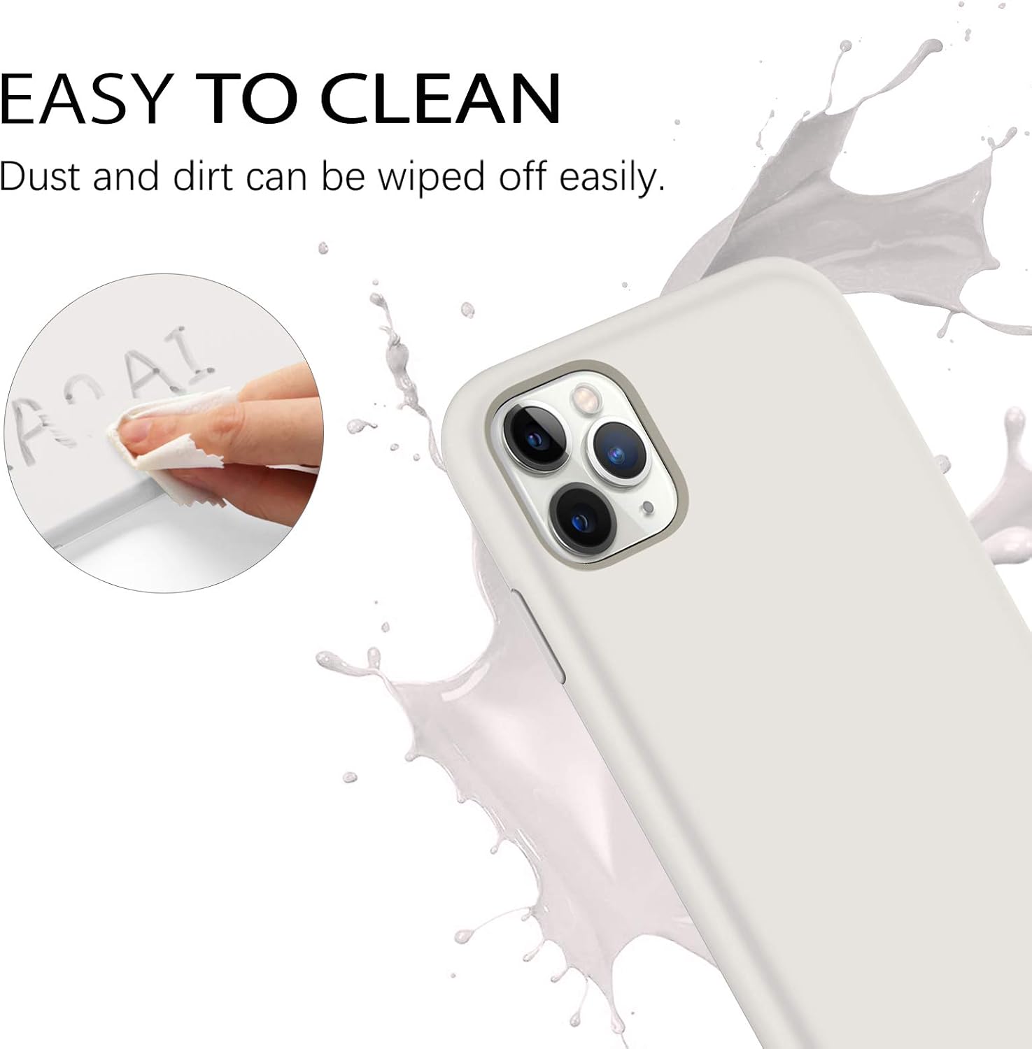 DUEDUE iPhone 11 Pro Max Case, Liquid Silicone Soft Gel Rubber Slim Cover with Microfiber Cloth Lining Cushion Shockproof Full Protective Case for iPhone 11 Pro Max 6.5, Stone