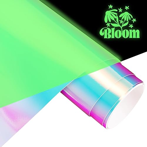 Miniatura 7 de AHIJOY Vinilo adhesivo permanente que brilla en la oscuridad, 12 pulgadas x 10 pies, ópalo holográfico blanco a verde neón, vinilo adhesivo luminoso