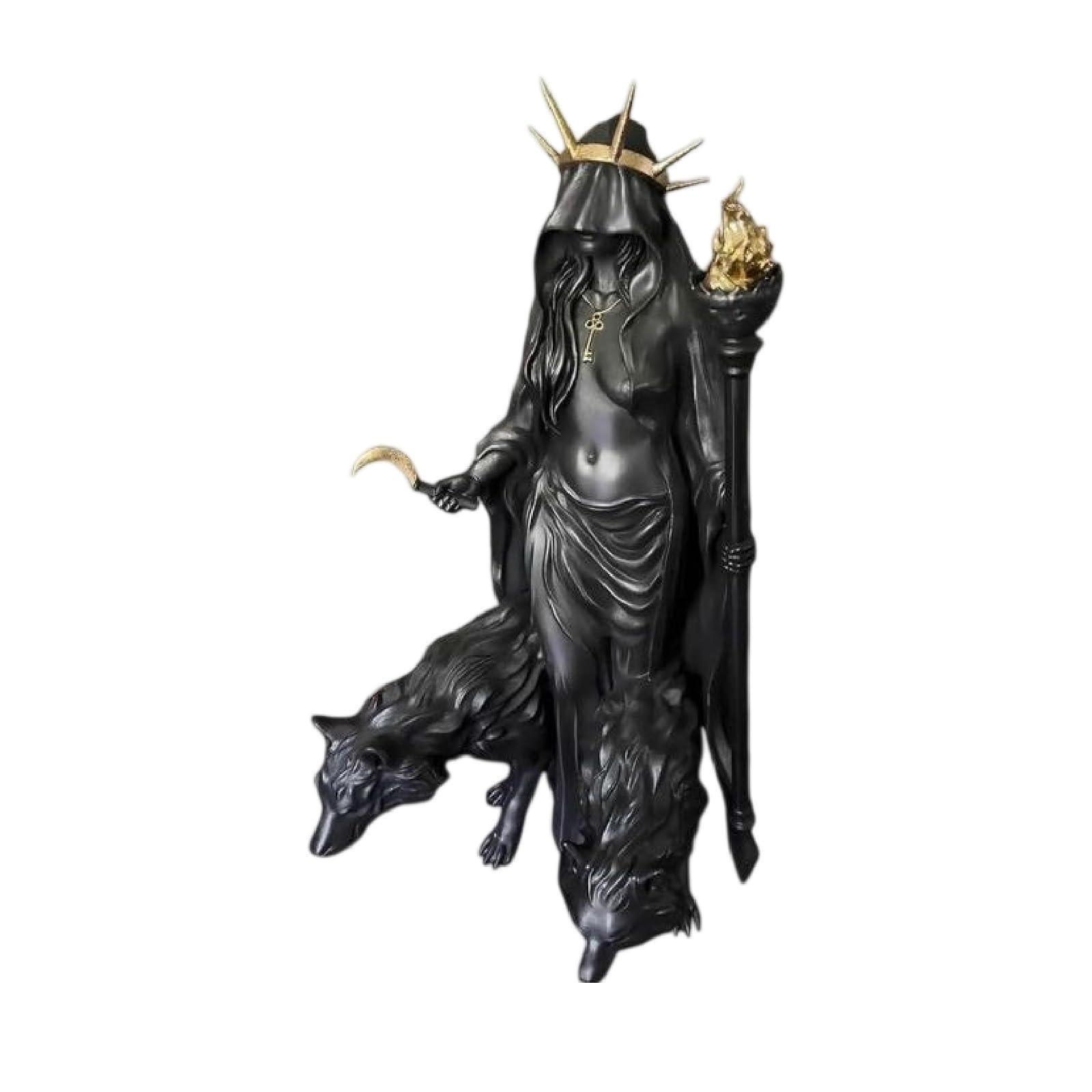 Whbbbj Hecate Greek Goddess with Her Hounds Sculpture, Witch Statue, Sexy Witch Figurine, 3D Halloween Gothic Decor, Gift for Halloween Enthusiasts(B)