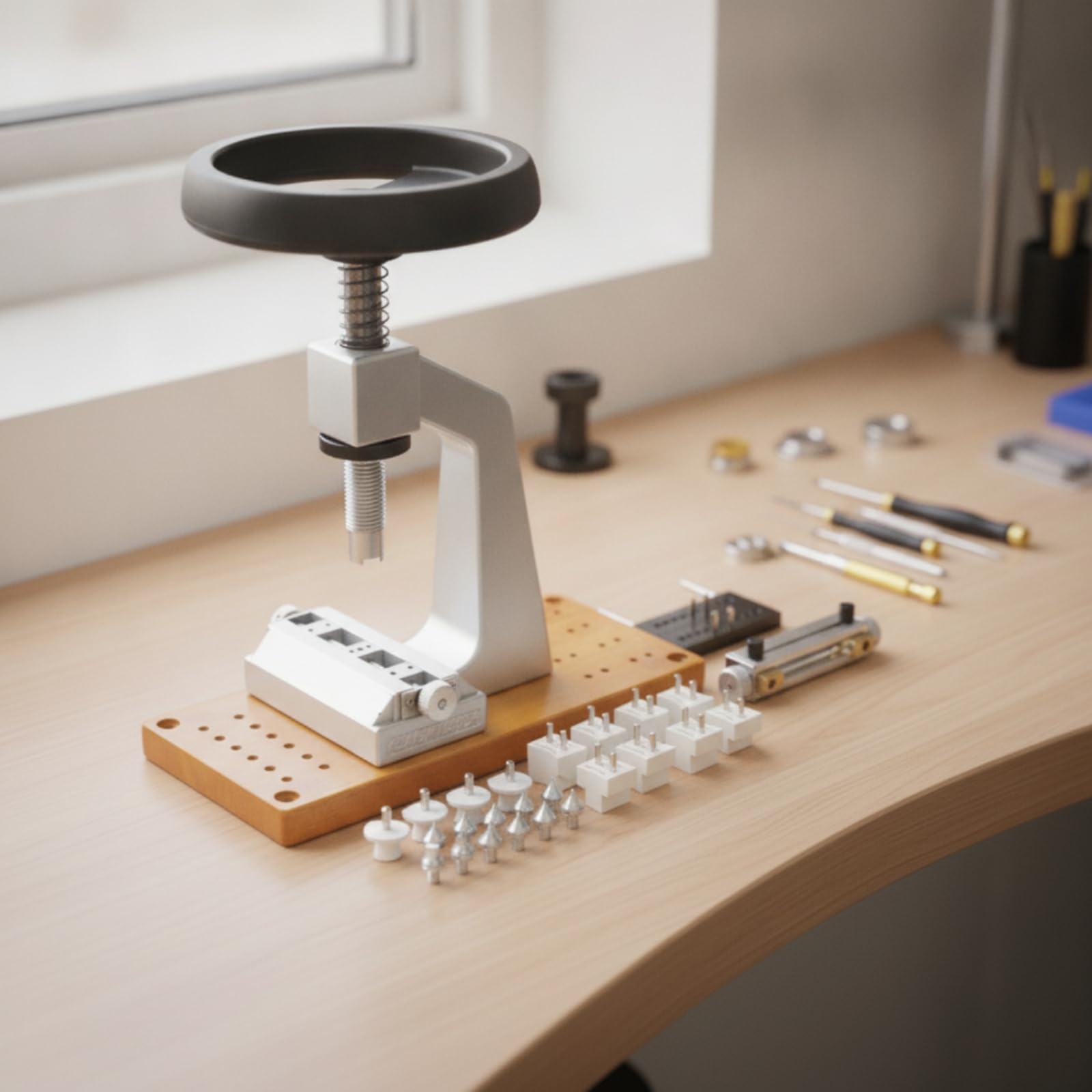 Set di Riparazione Orologi con Chiudi-Cassa Professionale Apricasse da Banco Attrezzo per Laboratorio