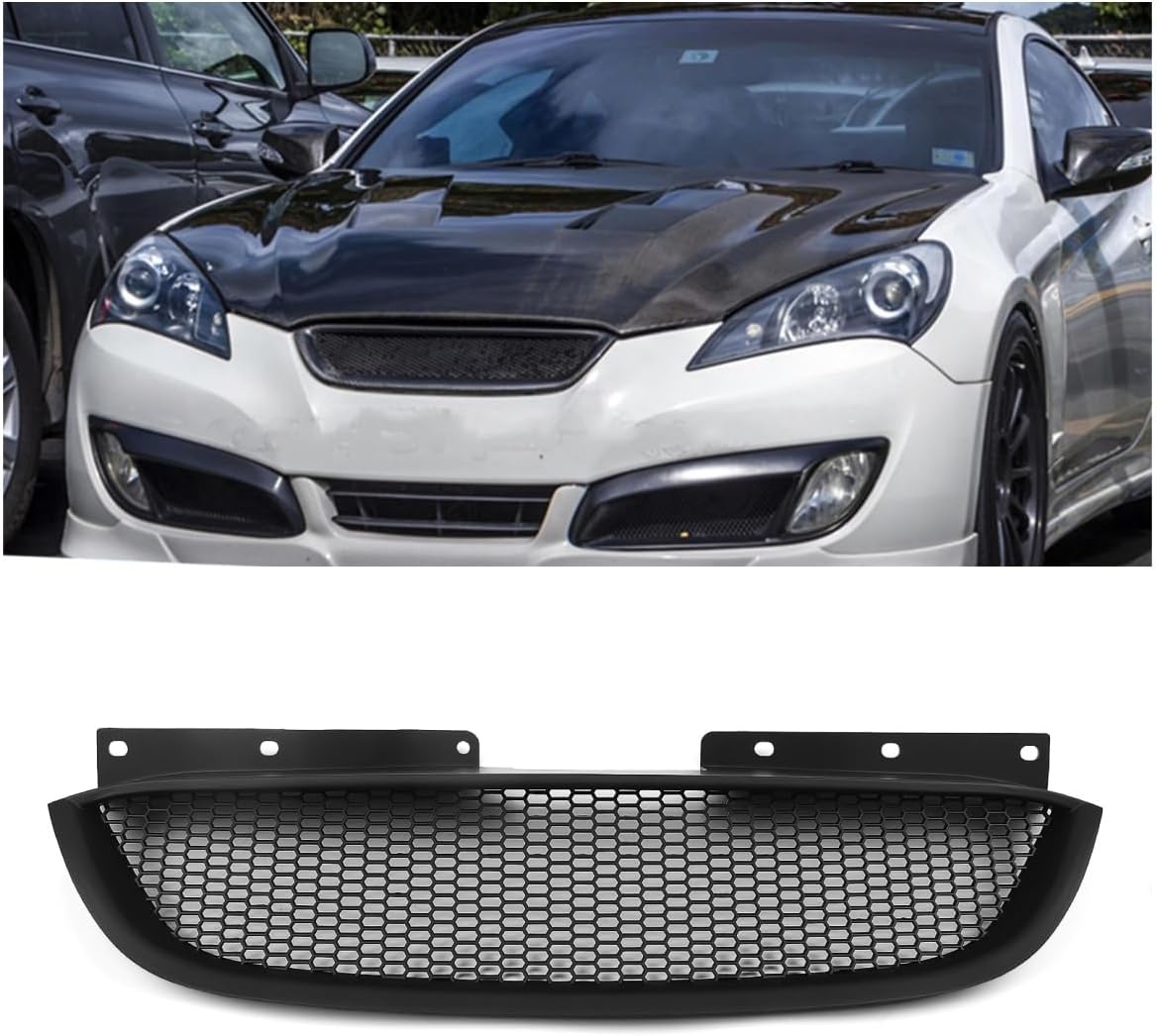 Front Bumper Grill Grille Cover For Hyundai Genesis Coupe 2008-2012 Matte Black Glossy Black Carbon Fiber Look