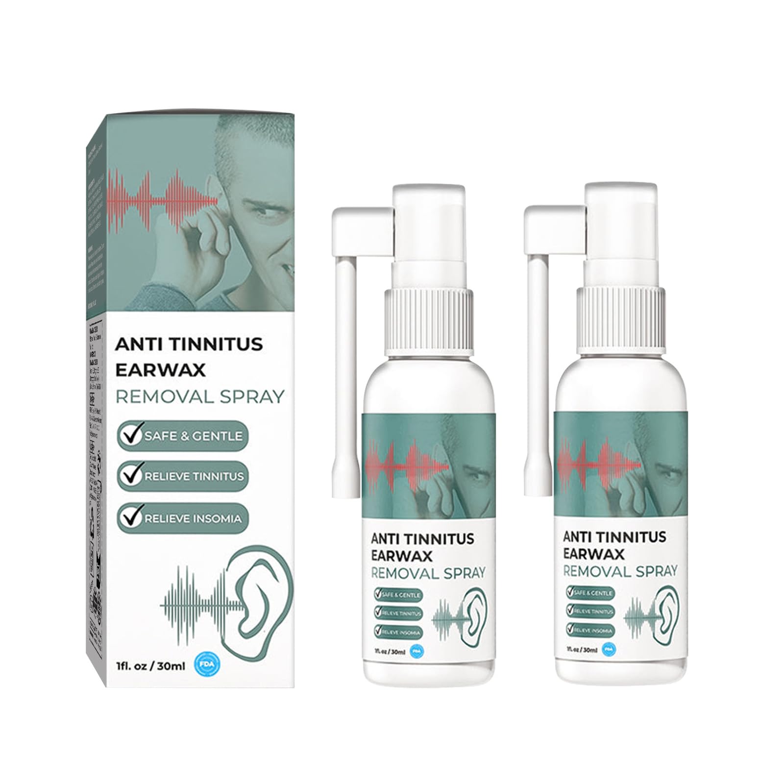 2Pcs Hearing Restoration Spray, Anti Tinnitus Earwax Removal Spray, Earwax Cleaning Spray, Tinnitus Earwax Removal Spray, Tinnitus Spray for Ear