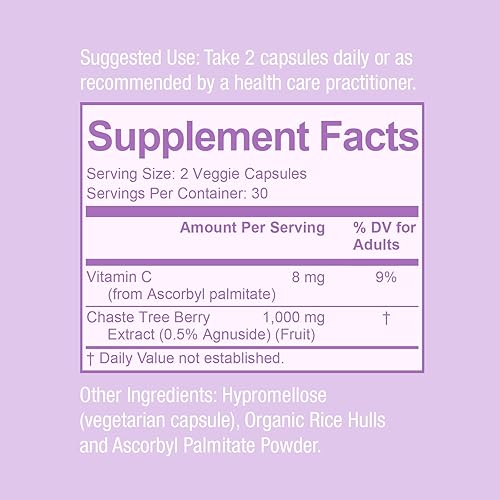 Miniatura 2 de Premom Vitex Chaste Tree Berry 500 mg Vitex Chasteberry Suplemento apoya el equilibrio hormonal y la fertilidad apoya el ciclo menstrual Regularidad