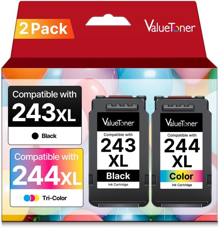 PG243XL CL244XL - Repuesto compatible con cartuchos de tinta Canon 243 y 244, funciona para cartuchos de tinta de impresora Canon MX490, Pixma,