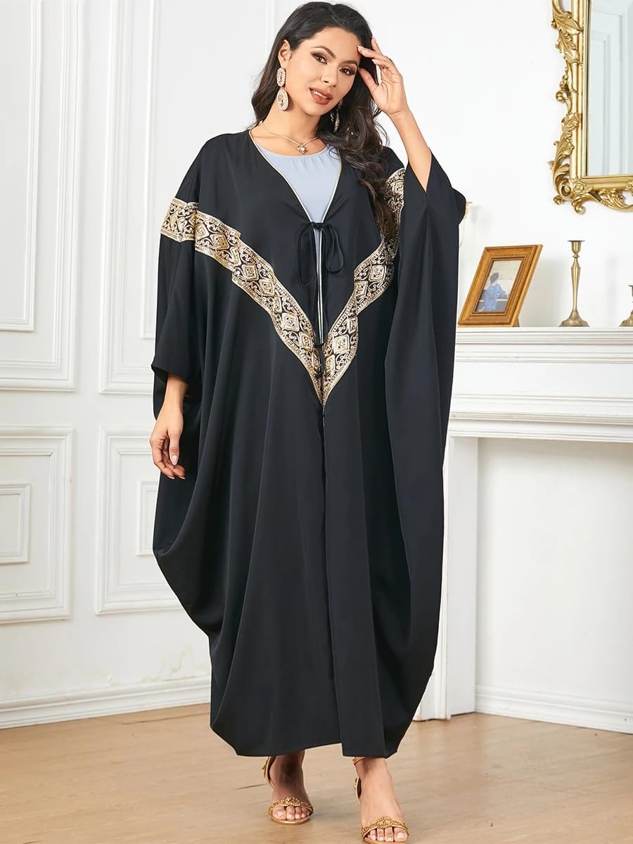 LIXINGHEITANG Abayas for Female Moroccan Woman Sleeve Elegant Loose Long Evening Dress