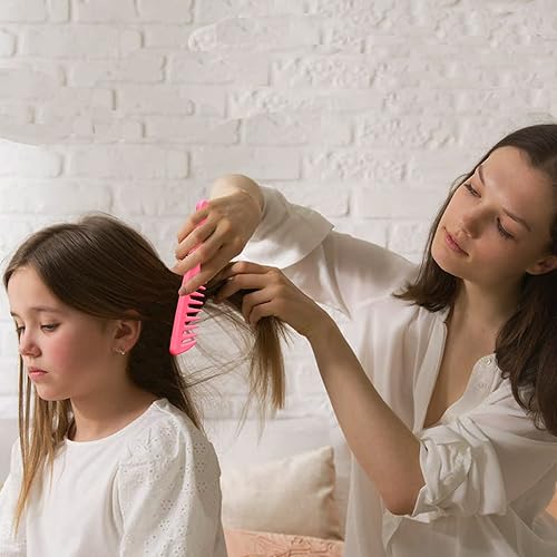 Miniatura 6 de Juego de 2 mini peines para el cabello, cepillo desenredante de dientes anchos pequeños para mujeres, peine de ducha portátil para cabello rizado,