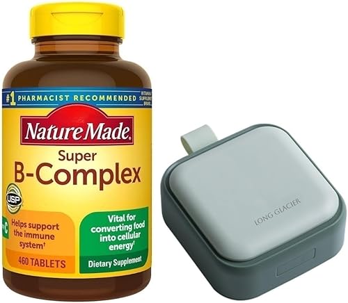 Miniatura 1 de Nature Made Super B-Complex - Paquete de 460 tabletas con píldora larga glaciar, pequeño y lindo contenedor de píldoras para medicamentos,