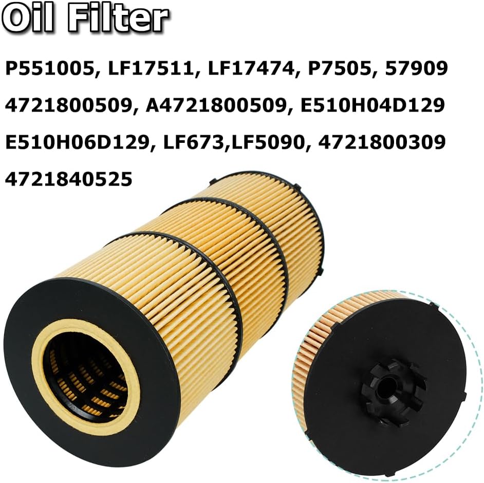 PF9908 Fuel Filter P551005 Oil Filter FS19915 Fuel Filter Kit Compatible with Freightliner Cascadia DD13 DD15 DD16 Detroit Diesel Engine Replace PF9908 P551005 P551063 A4720900651 FK13834 L5104F