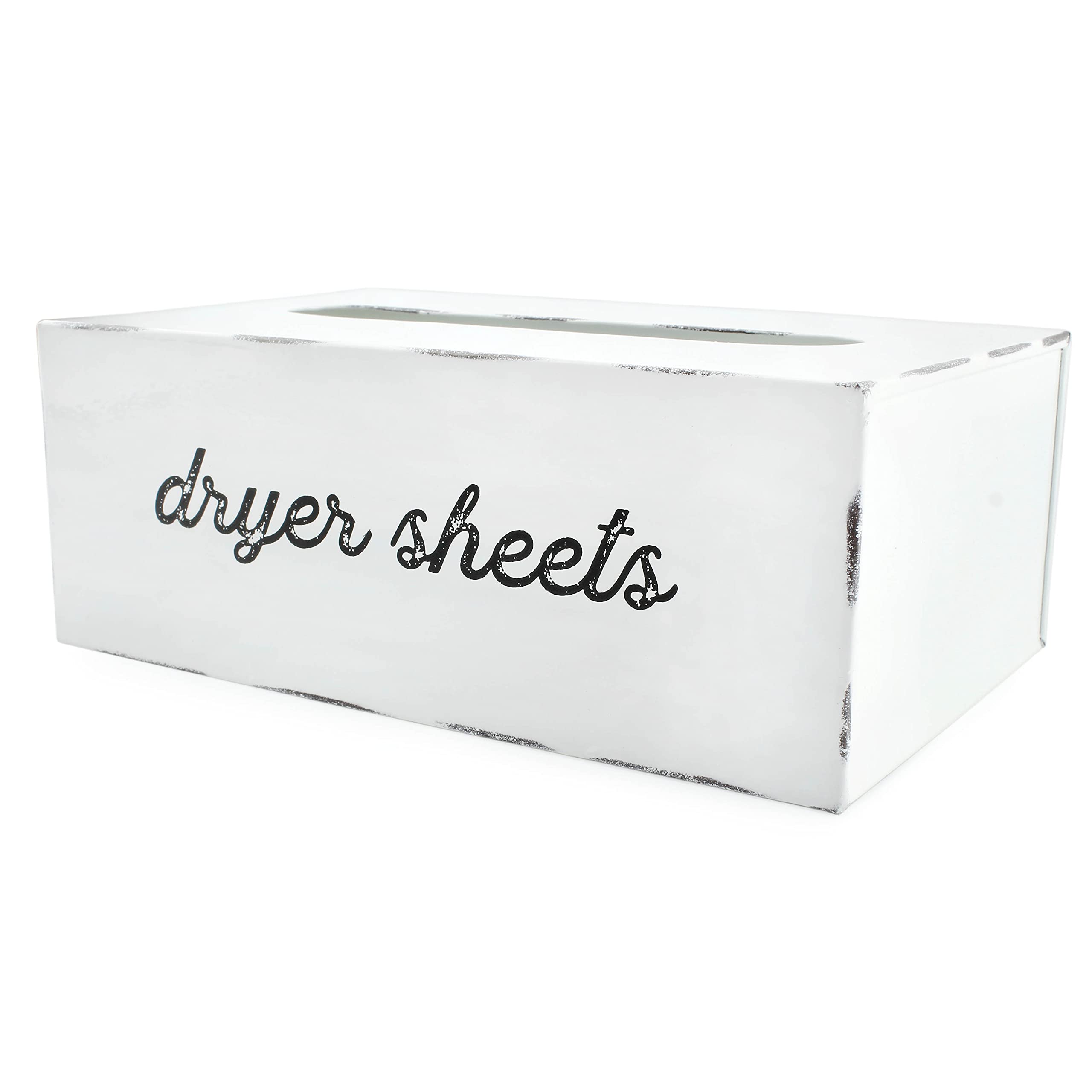 AuldHome Dryer Sheet Dispenser; Countertop Rustic White Fabric Softener