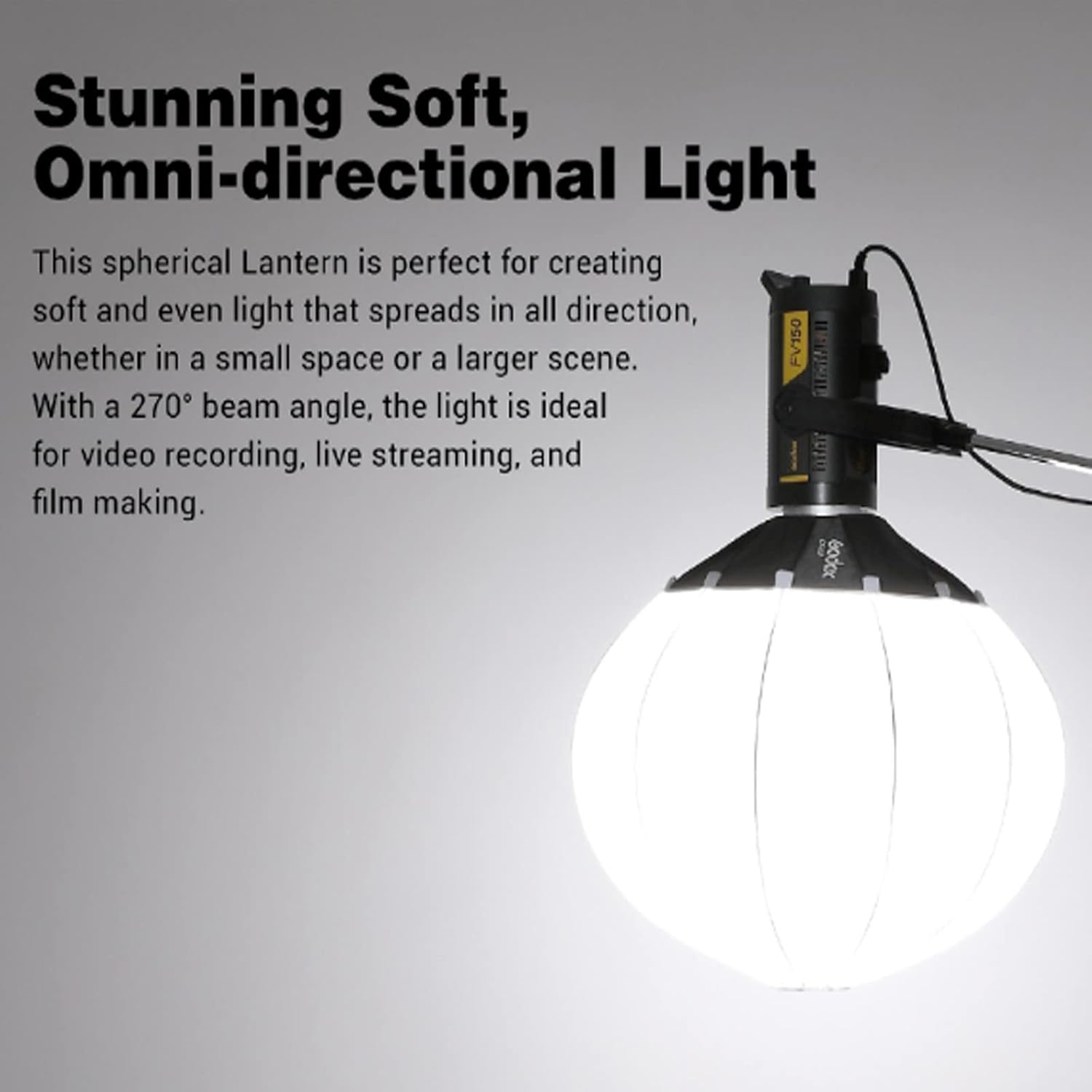 Godox CS-65D 65cm Lantern Softbox Soft Light Modifier w/Reflective Shading Skirt+Carry Bag, Quick-Setup Softbox Diffuser, Compatible with Godox Bowens Mount Studio Flash LED Video Light