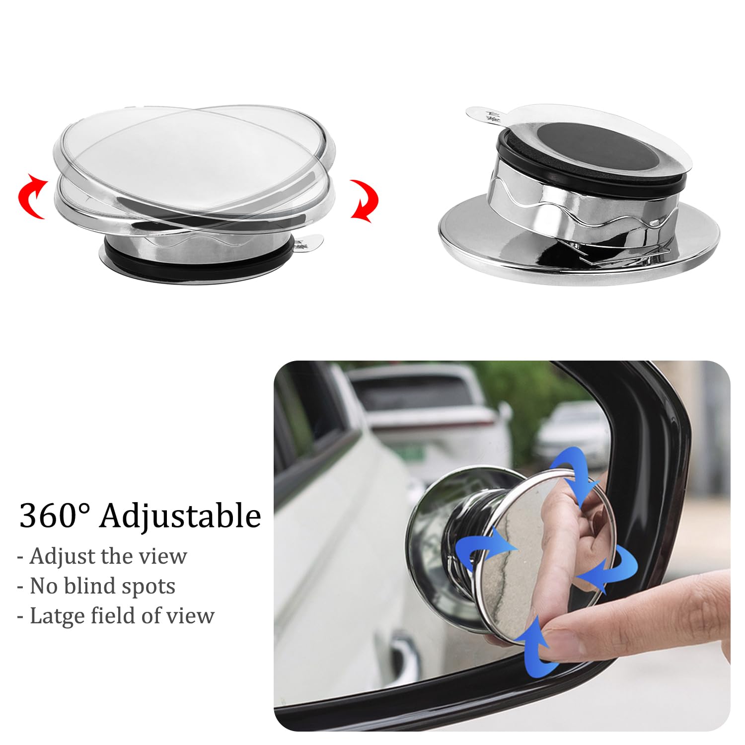Blind Spot Mirrors HD Glass Wide Angle Rear View Adjustable Convex Mirror Stick-On Side Mirror For Carsuvtruckvans 2 Pcs I158091040