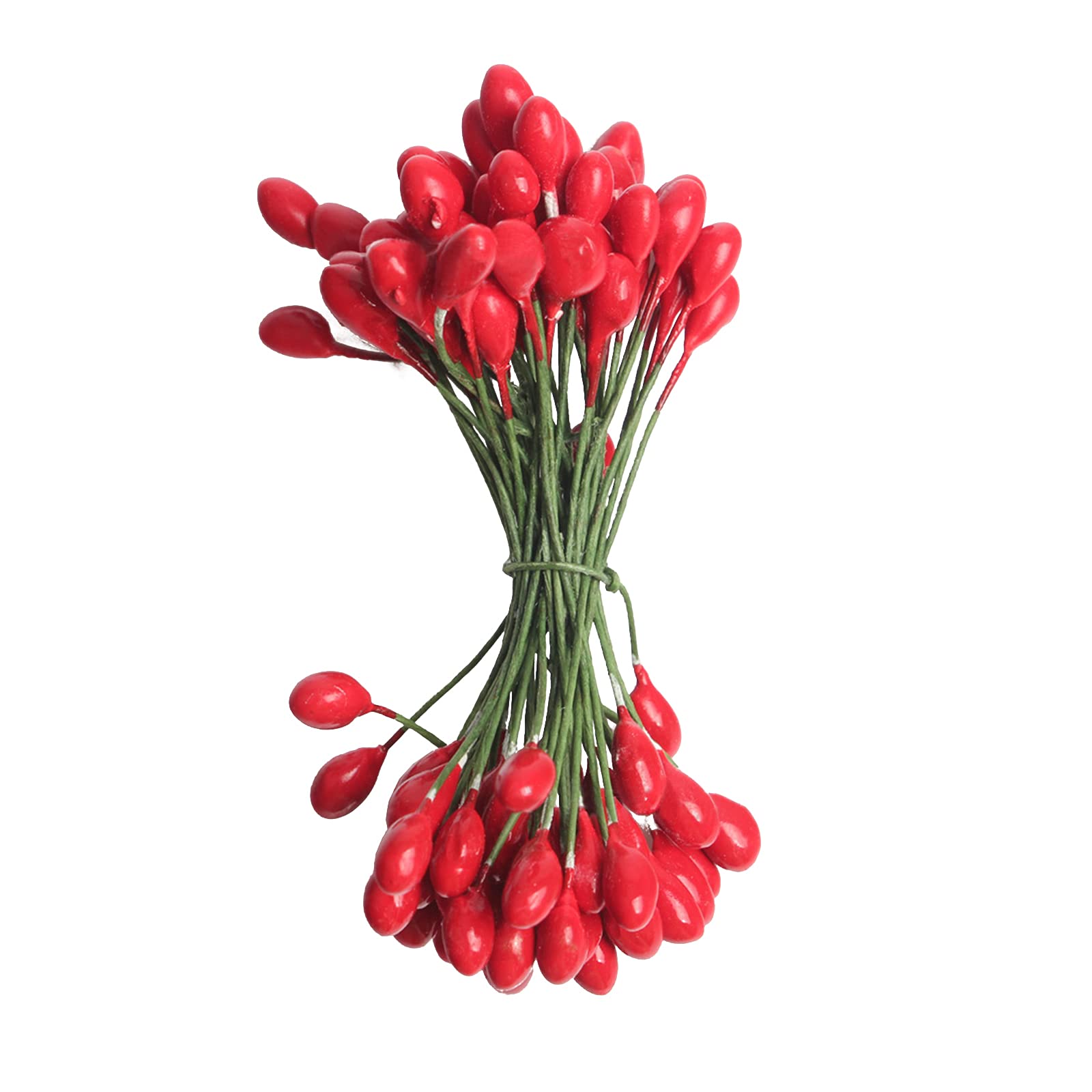 Mokyler Red 50Pcs Double-Headed Berries Stem Picks,6Cm Fake Mini Christmas Berry Stems With Double-Headed Berry Simulation Berry Twig Stem For Crafts Wedding