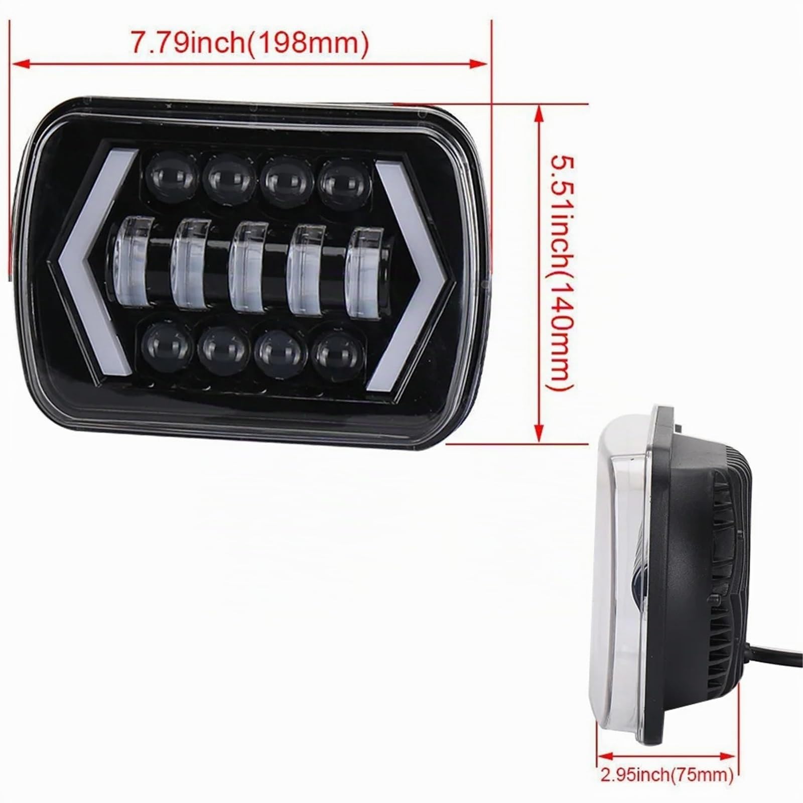 Phares Avant Ampoule Phare LED Étanche 55 W 7 X 6 Pouces 5 X 7 Pouces Faisceau Hi-Lo Halo Pour Jeep Pour Cherokee XJ Accessoires D'éclairage Voiture(2 piece)