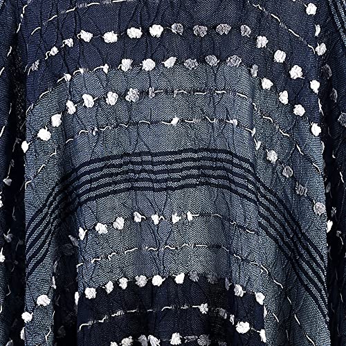 DEMDACO Textured Navy Blue One Size Fits Most Polyester Fabric Pashmina Shawl Poncho4