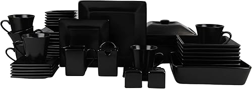 10 Strawberry Street Nova Square - Juego de vajilla de 45 piezas color negro mate