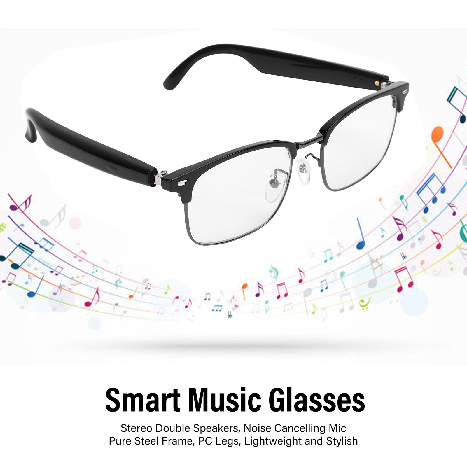 Topiky Bluetooth Audio Smart Lunes, Lunettes Intelligentes pour Femmes Hommes, Lunettes de Soleil Bluetooth Polarisées, Lunettes Bluetooth Ouvertes avec Micro et Haut-parleurs,