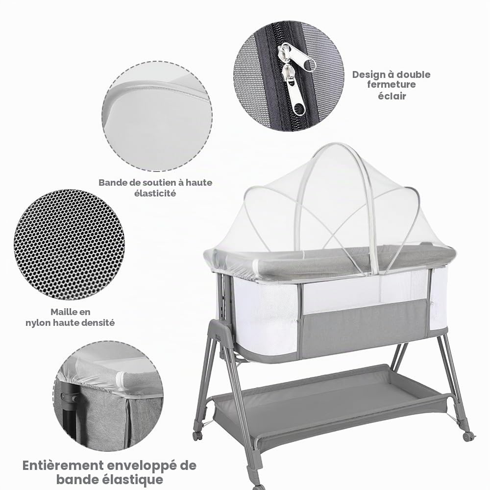 mizikuu Moustiquaire pour Berceaux, Moustiquaire Universelle pour Lit Bébé 55x100cm Tissu à Mailles Fines Protection Contre Les Insectes Lit Parapluie Bébé avec Fermeture Éclair, Blanc
