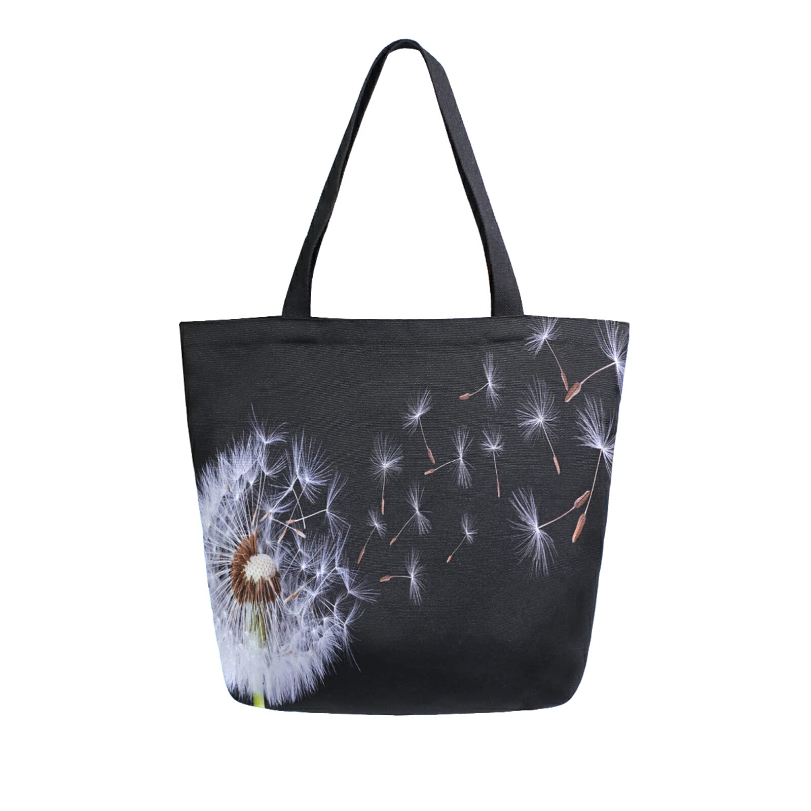 TropicalLife Canvas Tote Bag Dandelion Flower Floral Pattern Heavy Duty Cute Shopping Grocery Bag for Women Men School Canvas Shoulder Books Bag