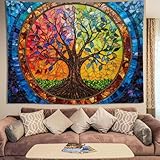 Photo Gallery keowhsf arazzo da parete con albero della vita, effetto vetro colorato con estetica fantasy, grande arazzo per camera da letto, soggiorno, decorazione per la casa Photo Gallery keowhsf arazzo da parete con albero della vita, effetto vetro colorato con estetica fantasy, grande arazzo per camera da letto, soggiorno, decorazione per la casa