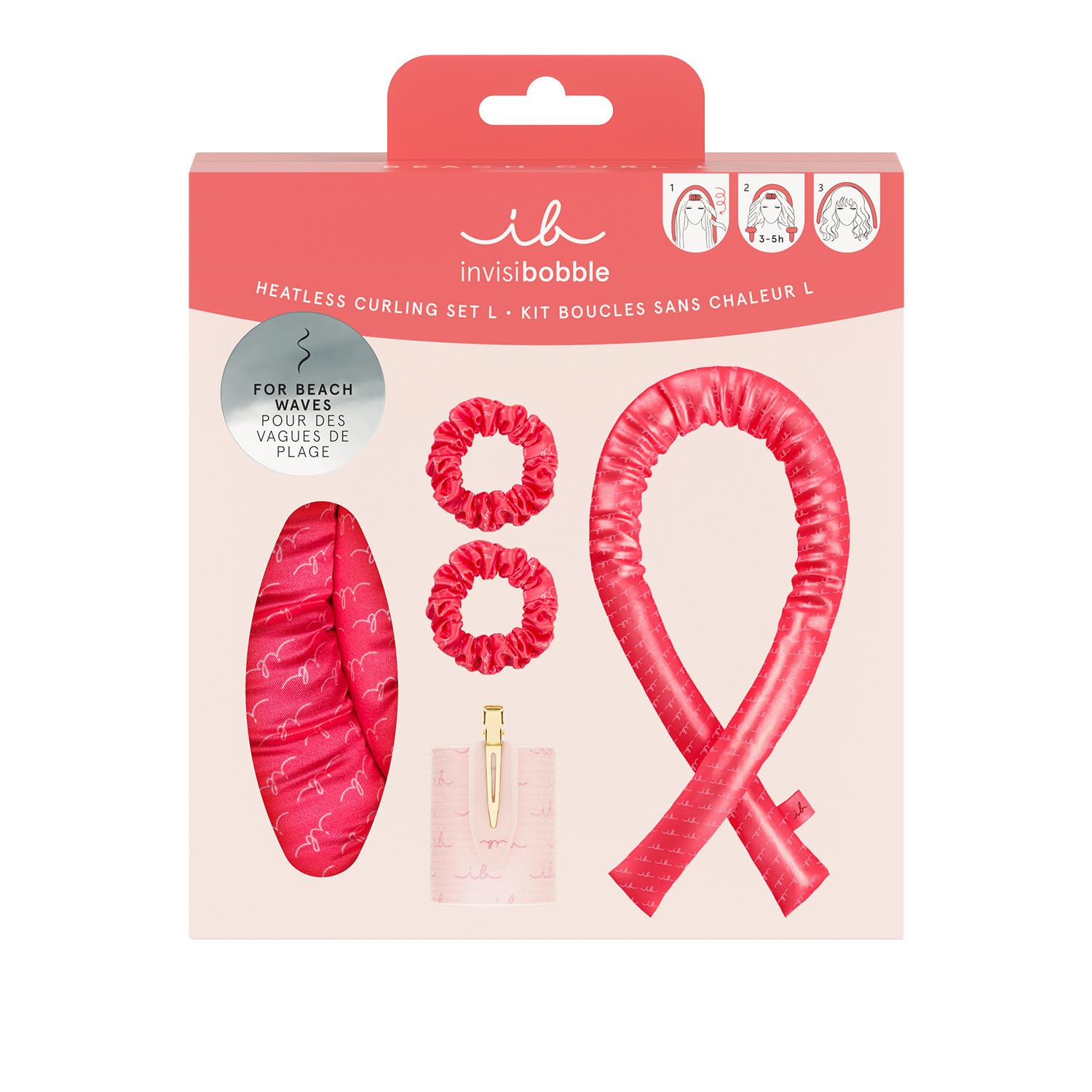 invisibobble GIFT SET Beach Curl L - Hitzefreies Lockenset für große, voluminöse Strandwellen – Enthält 2 Haargummis, 1 Lockenwickler, 1 Haarspange & 1 Lockenband – Perfekt für glamouröse Looks