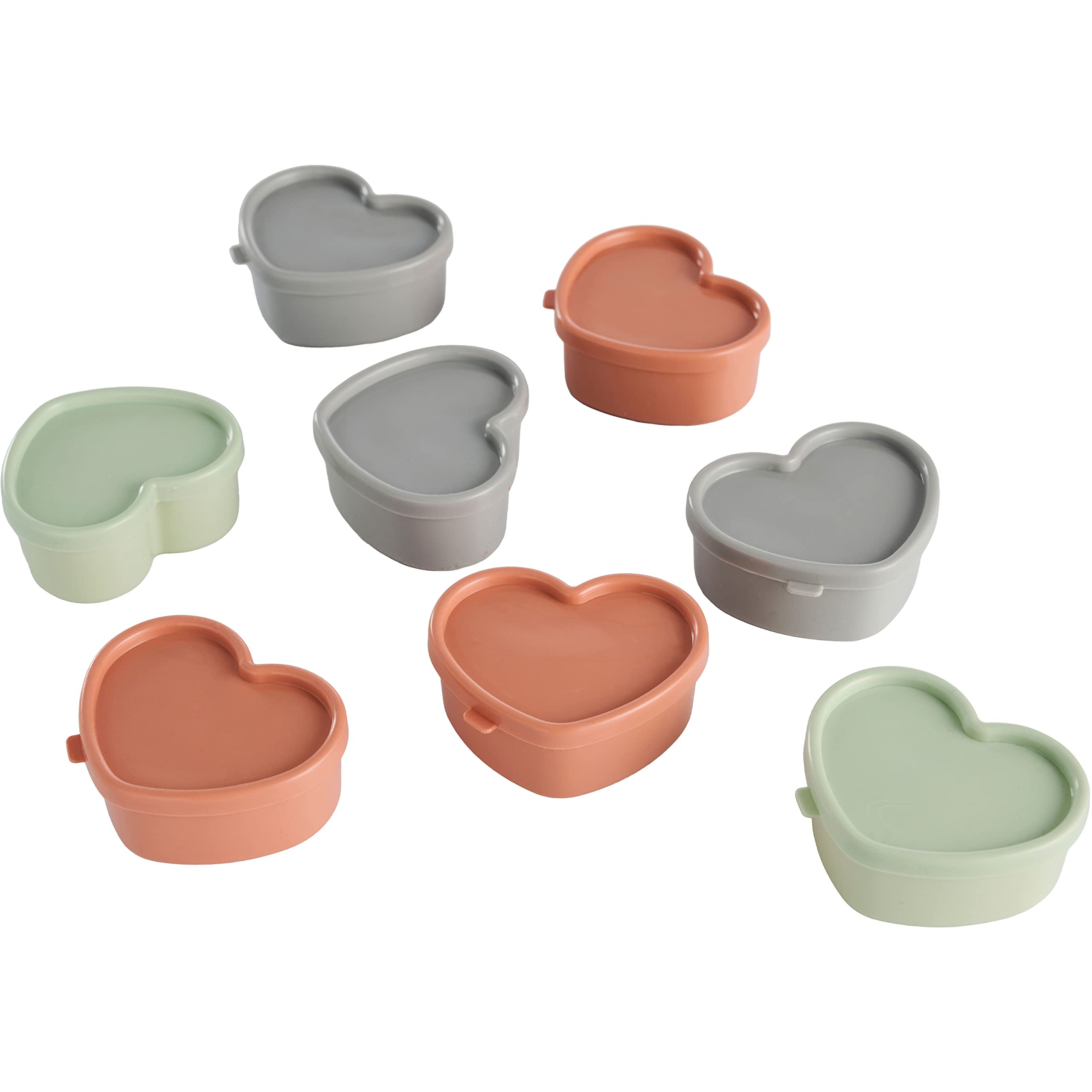 DAY USEFUL EVERYDAY Set 8 Contenitori Porta Alimenti A Forma Di Cuore - Grigio, Rosa, Turchese - Salvaspazio - 3