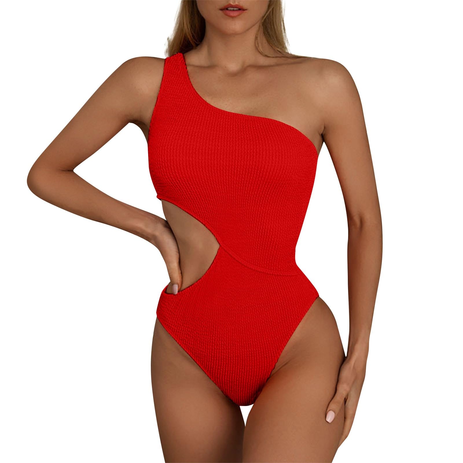 uxxnjfg Bañador Natacion Mujer Verano 2024 Reductores Barriga Swimsuit Un Hombro Color Sólido Bañadores Brasileño Deportivo Bañador Moldeador Arena Surf Beachwear