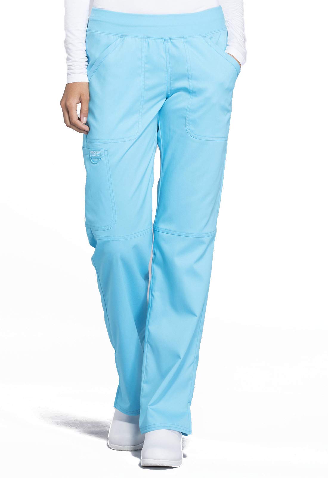 Cherokee Conjunto de uniforme médico para mujer, ajuste clásico moderno WW610 con pantalón de pierna recta de tiro medio, WW110, turquesa, talla M y pantalón alto L