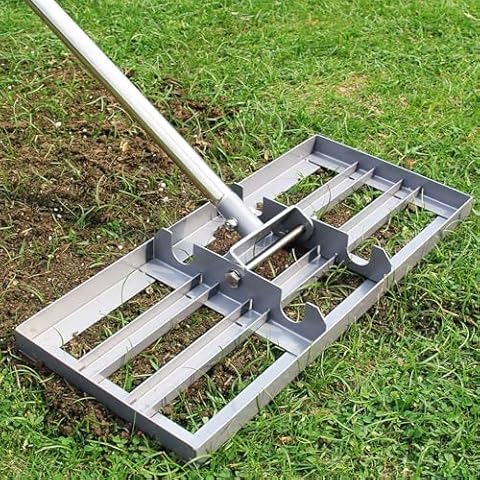 Dremmt Lawn Leveling Rake 17 inch, (Professional-Grade) Lawn Leveler Tool with Stainless Steel Handle Rakes for Lawns Heavy Duty Landscape Rake for Backyard, Garden, Golf Course, Farm, Pasture Cover