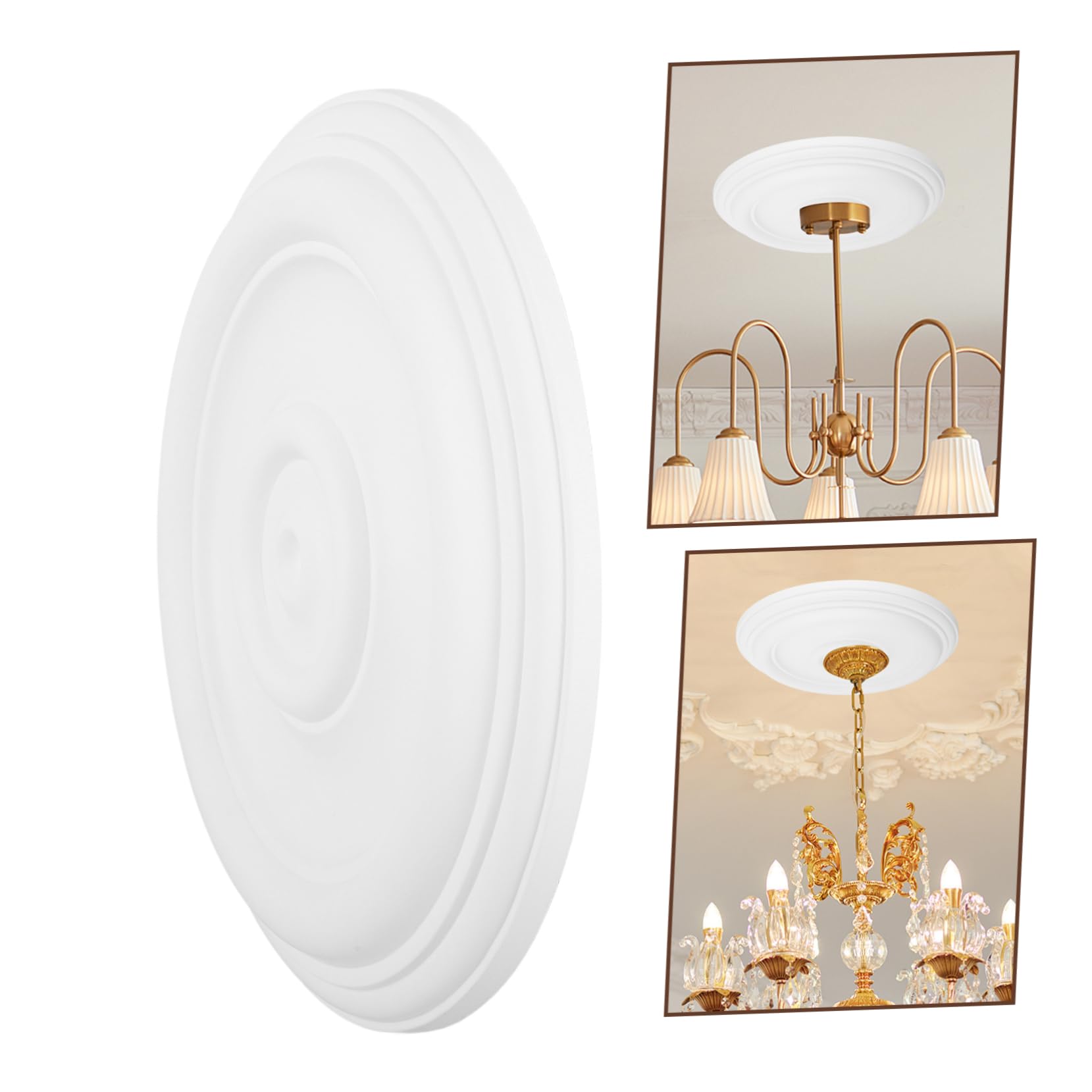 POPETPOP Copri Lampada Facile da Installare in Pu Bianco Soffitto Medaglione da Soffitto Design Moderno Elegante Decorativo