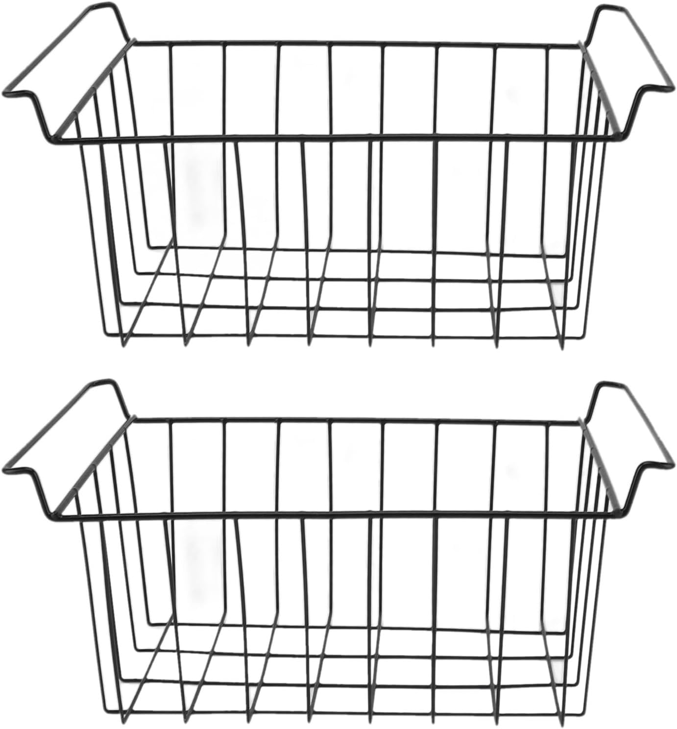 Premium Freezer Organizer Bins,Steel Wire with PE Coating,Space Saving Multifunctional Bins for Refrigerator Food Storage (Black)