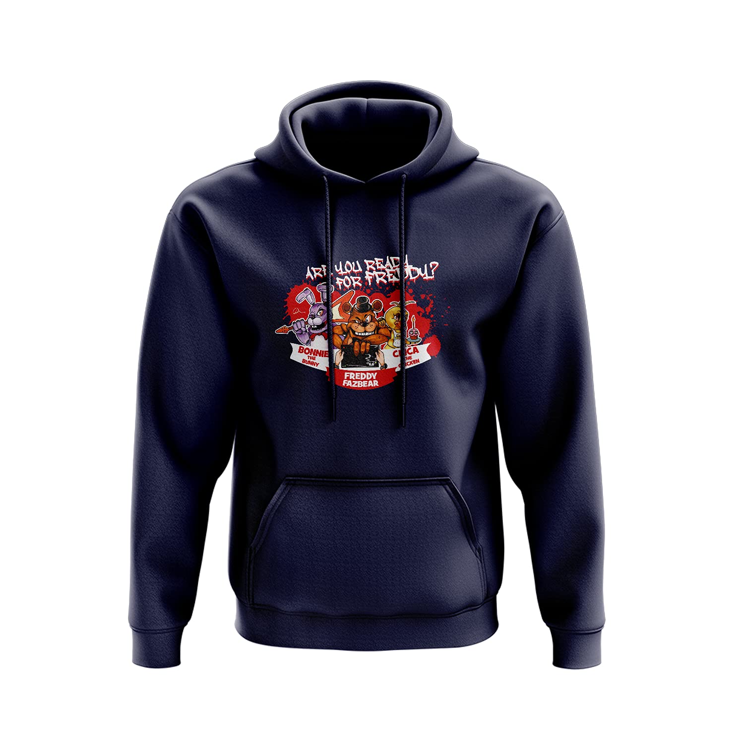 SMARTYPANTS Ready For Freddy? Hoodie Pullover - Survival Horror Hostile Video Game Character Inspired Gamer Five Nights Fazbear's Pizza Adult Teen Gift Present (Medium, Oxford Navy Prime)