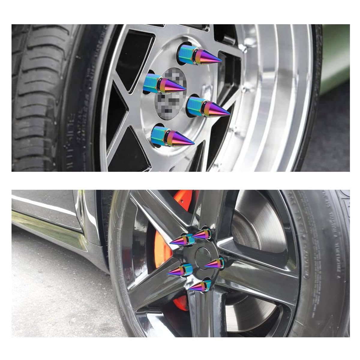Osilly 20 Stück M12 x 1,5 Auto-Radmuttern mit spitzer Kappe, 60 mm Höhe, Aluminium, korrosionsbeständig, Automobil-Räder, Radmuttern, Fahrzeugkappe, verlängerter Tuner, universell für SUV, LKW,