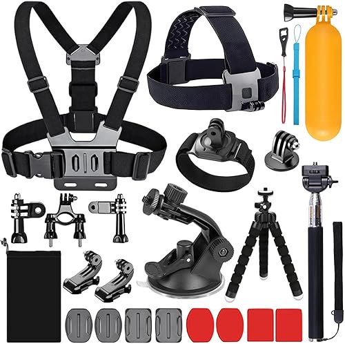 Accesorios de cámara de acción 20 en 1 para GoPro Hero 13 12 11 10 9 8 Max 7 6 5 4 Negro GoPro 2018 Sesión Fusión Plata Blanco Insta360 DJI SJCAM