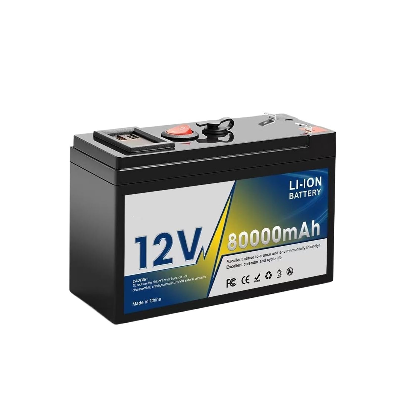 Batteria 12V LiFePO4 ampiamente ricaricabile for alimentazione del pannello solare camper RV(80Ah 1)