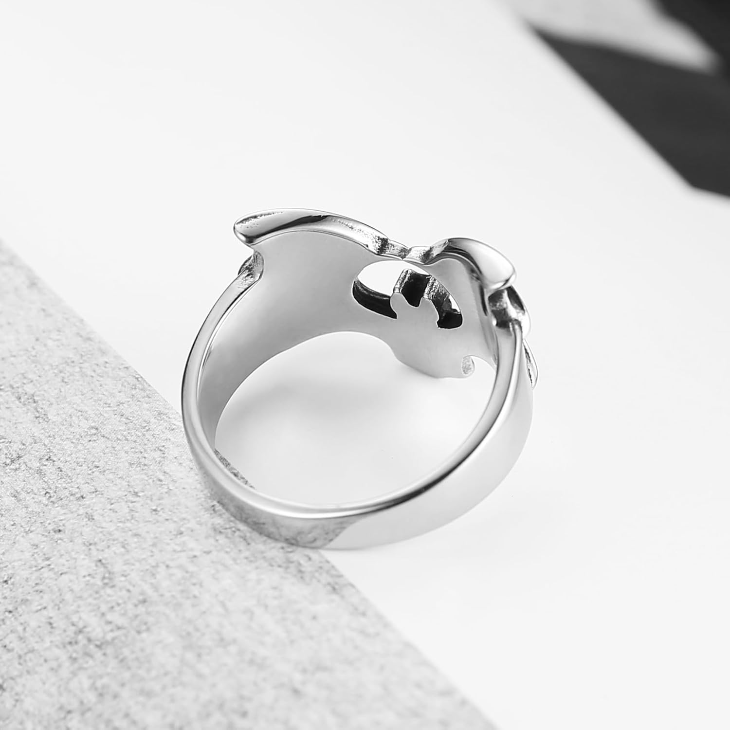 HZMAN Vintage Open Bat Wing Ring for Men Women, Stainless Steel Gothic Statement Ring, Punk Rock Biker Jewelry, Size 7-12 - Image 5