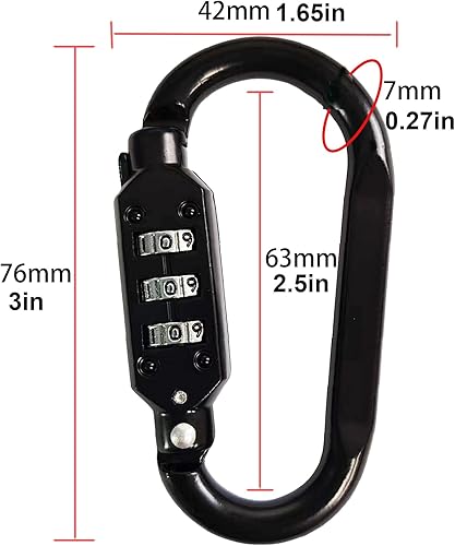 Miniatura 2 de Cerraduras de combinación, 3 dígitos combinados con anillo en D para bucle de cable, casco, eslabones de cadena