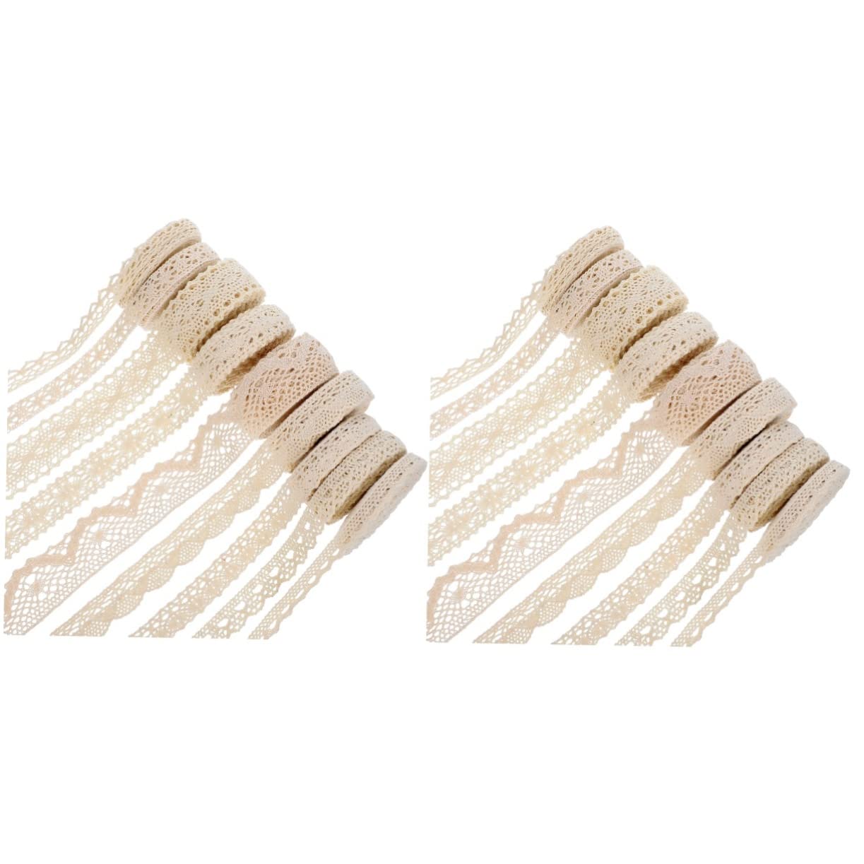 TEHAUX 18rollos Cinta De Encaje De Algodón Para Manualidades y Decoración De Eventos Diseños Mezcla Para Para Bodas Ropa y Cortinas