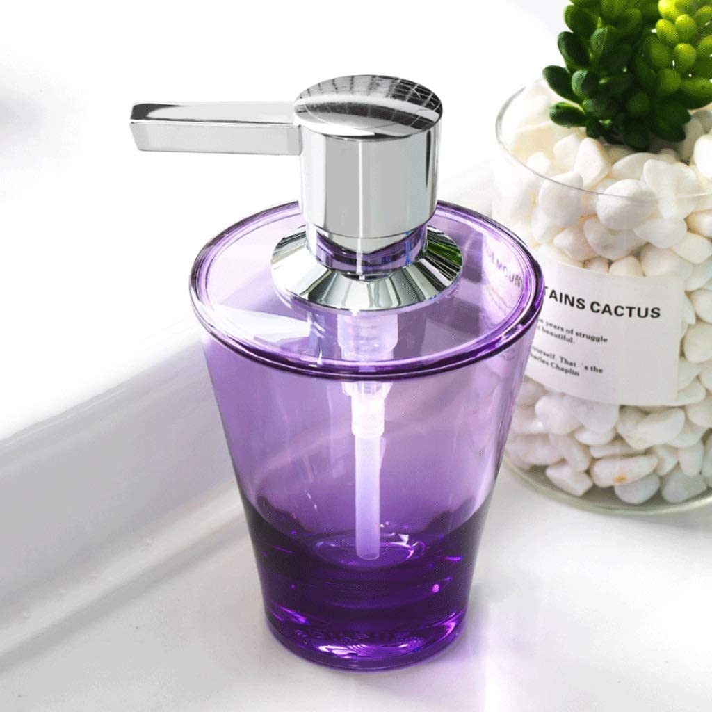 Nachfüllbare Seifenspender Acryl-Lotion-Flasche, klarer Seifenspender mit silberner Pumpe, lila, nachfüllbarer Seifenspender, 6,7 Unzen, für Küchenarbeitsplatte Für Küchenbad