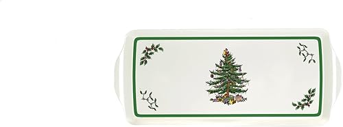 Spode Bandeja de sándwich de melamina para árbol de Navidad con asas, 15-14 pulgadas