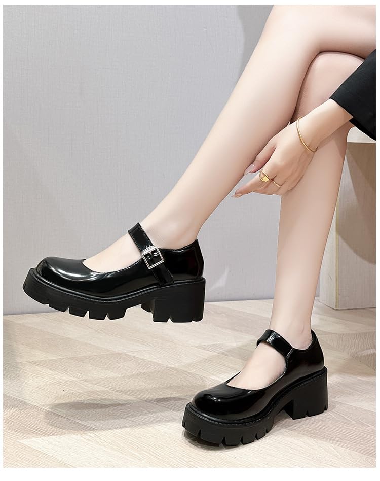 Plus-Size Women's Thick-Heeled Small Leather Shoes, Solid-Color Casual Single Shoes4